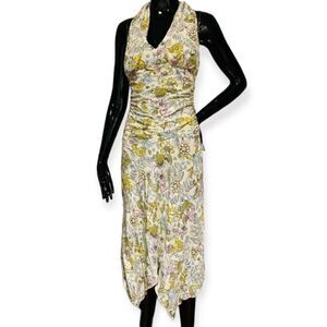 Cue Australia Floral Silk Open Back Dress Size 8